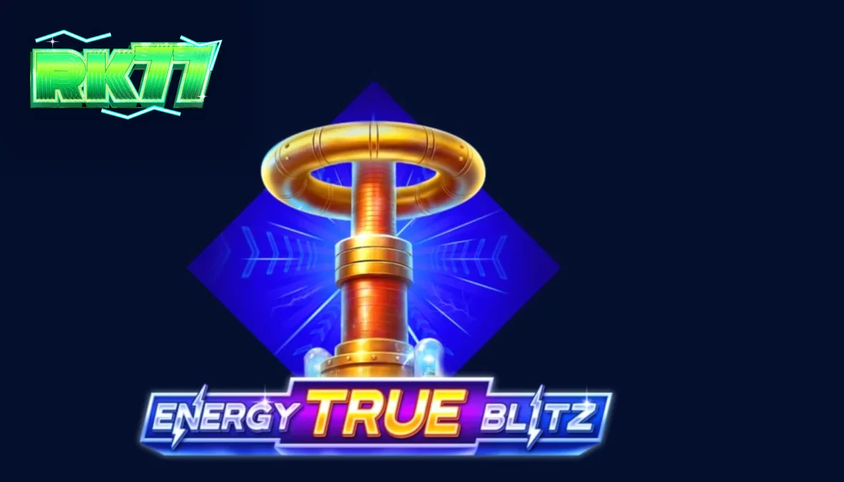 Tampilan layar permainan slot Energy True Blitz dengan elemen neon dan petir
